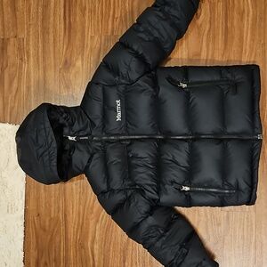 Boy’s Marmot 700 Fill Duck Down Puffer Coat In black